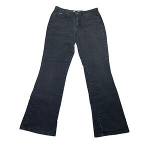 Lee Jeans Women's 10 Black Denim Cotton Stretch Pockets Relaxed Fit‎ Bootcut Leg